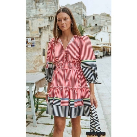 HUNTER BELL Dresses & Skirts - HUNTER BELL Red and Black Striped Mini Dress XS